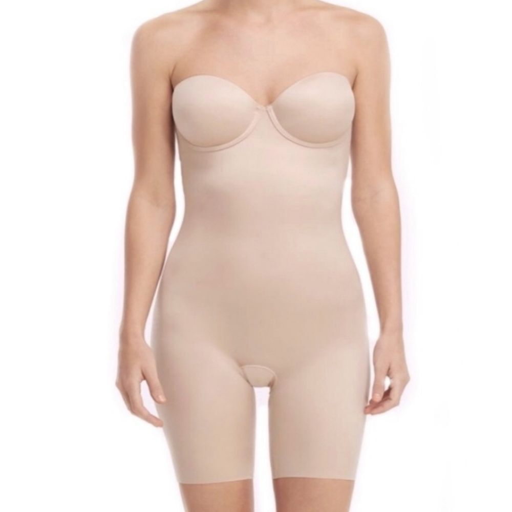 SPANX Suit Your Fancy Strapless Cupped Mid-Thigh Bodysuit XL $148 new 10156R
